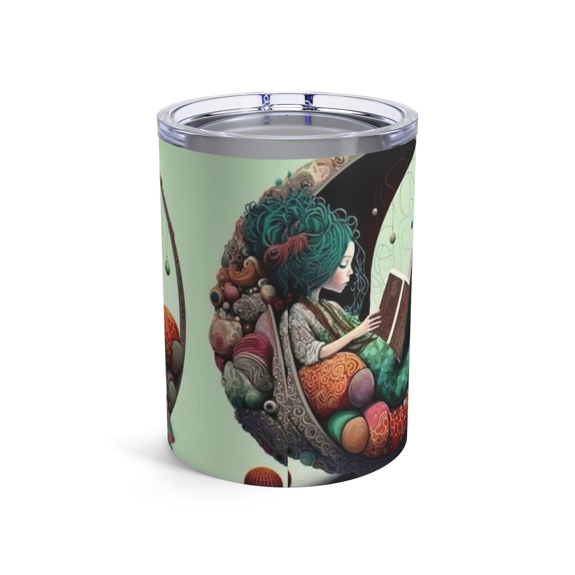 BOHO Moonlit Reader Tumbler, Coffee Cup, Girl on Moon, Space Lover Gift, Bookworm Tumbler, Reading Gift - Metamorphosis Creations