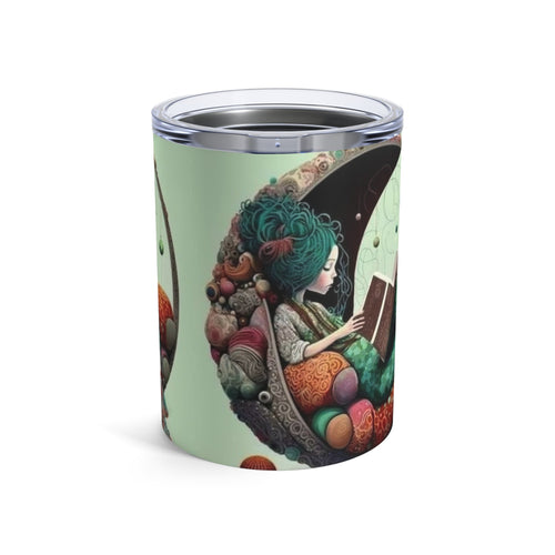 BOHO Moonlit Reader Tumbler, Coffee Cup, Girl on Moon, Space Lover Gift, Bookworm Tumbler, Reading Gift - Metamorphosis Creations