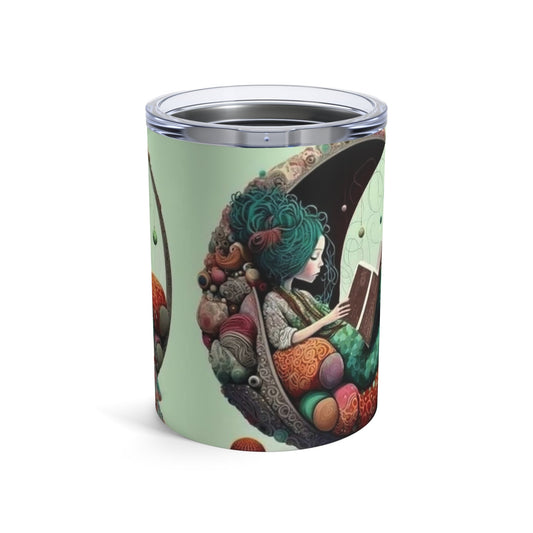 BOHO Moonlit Reader Tumbler, Coffee Cup, Girl on Moon, Space Lover Gift, Bookworm Tumbler, Reading Gift - Metamorphosis Creations