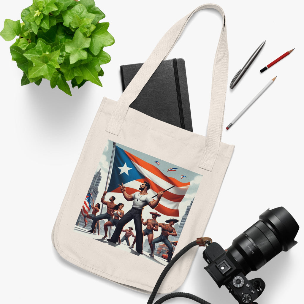 Boricua Culture Shopping Tote Organic Canvas Tote Bag - Metamorphosis Creations