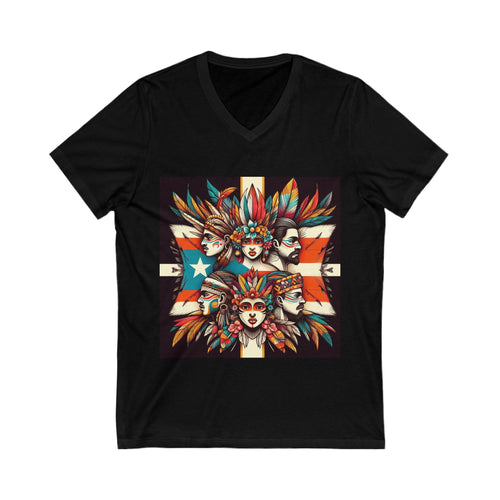 Boricua Vibes: Wear Your Puerto Rican Pride Unisex Jersey Short Sleeve V - Neck Tee - Metamorphosis Creations
