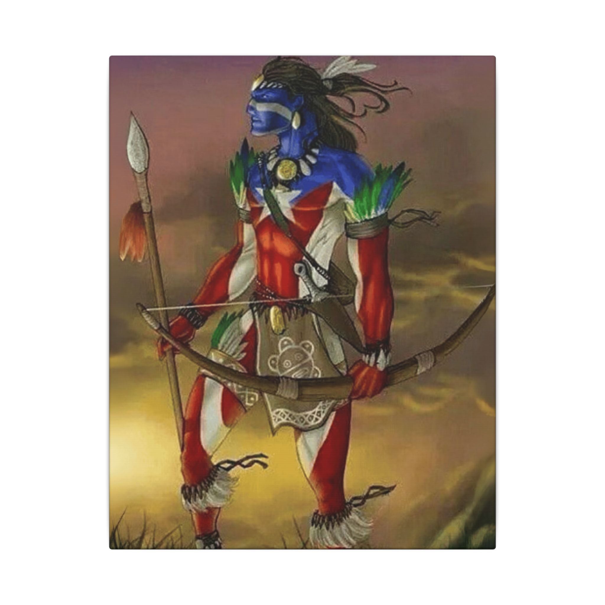 Borikén Rooted in Culture, Radiating Power Tribal Puerto Rico Warrior Canvas Art, Taino Wall Decor, Boho, Unique Gift for Collectors, Cultural Prints - Metamorphosis Creations