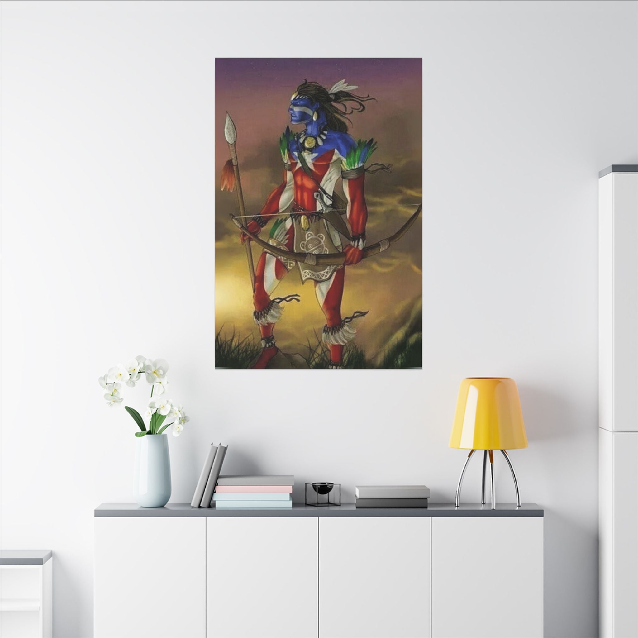 Borikén Rooted in Culture, Radiating Power Tribal Puerto Rico Warrior Canvas Art, Taino Wall Decor, Boho, Unique Gift for Collectors, Cultural Prints - Metamorphosis Creations