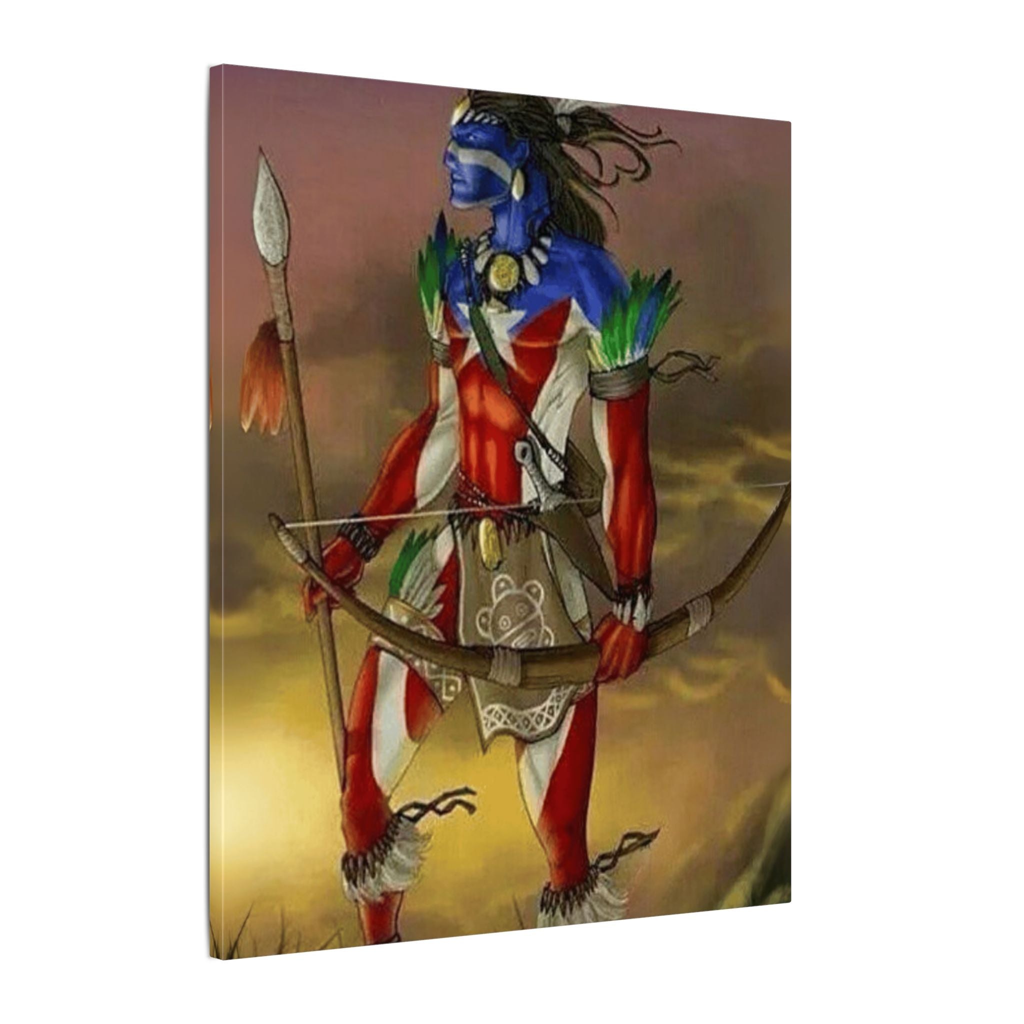 Borikén Rooted in Culture, Radiating Power Tribal Puerto Rico Warrior Canvas Art, Taino Wall Decor, Boho, Unique Gift for Collectors, Cultural Prints - Metamorphosis Creations