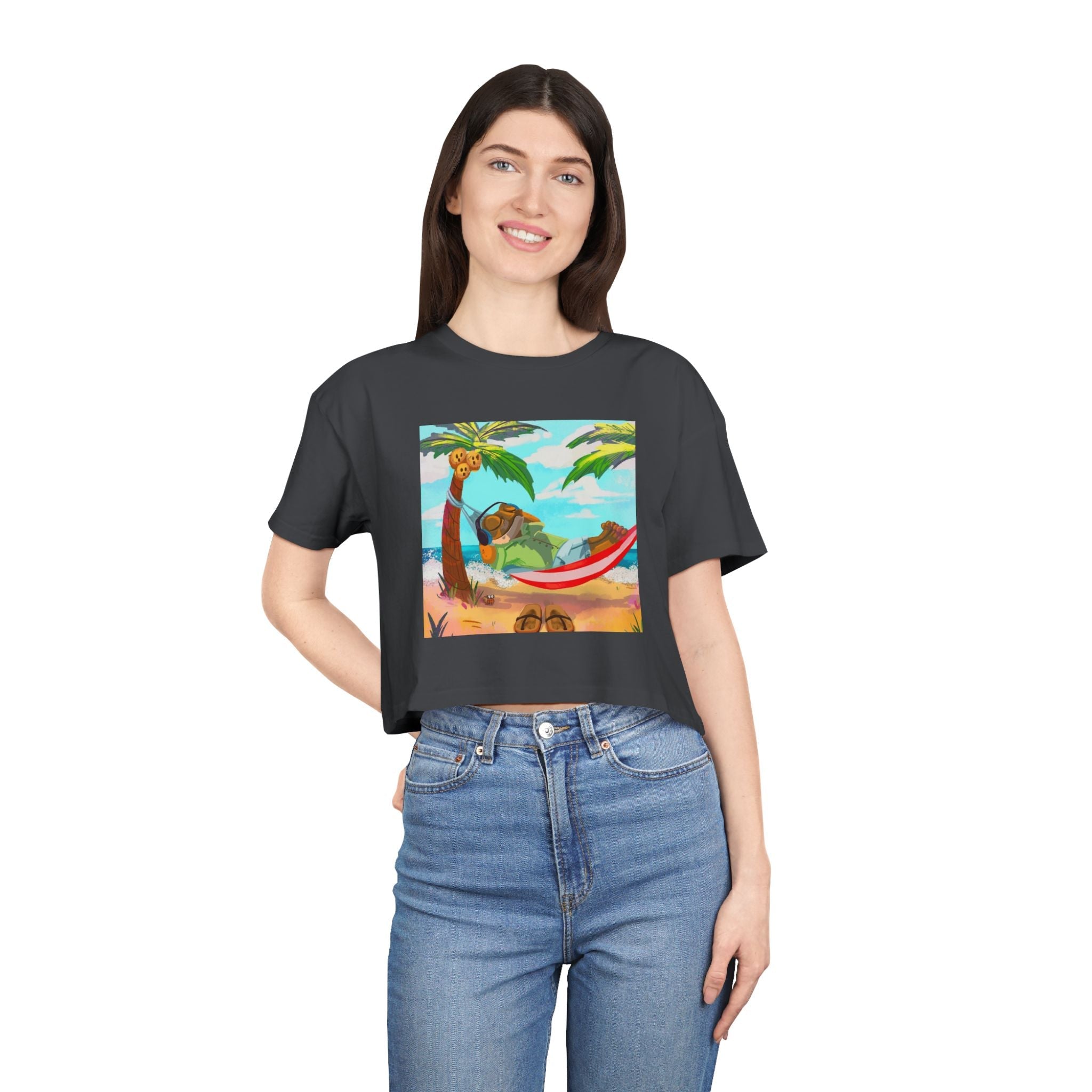 Boriqua T-Shirt Tropical Paradise Crop Tee - Chill Vibes, Women's Casual Top, Summer Style, Beachwear, Vacation Shirt - Metamorphosis Creations