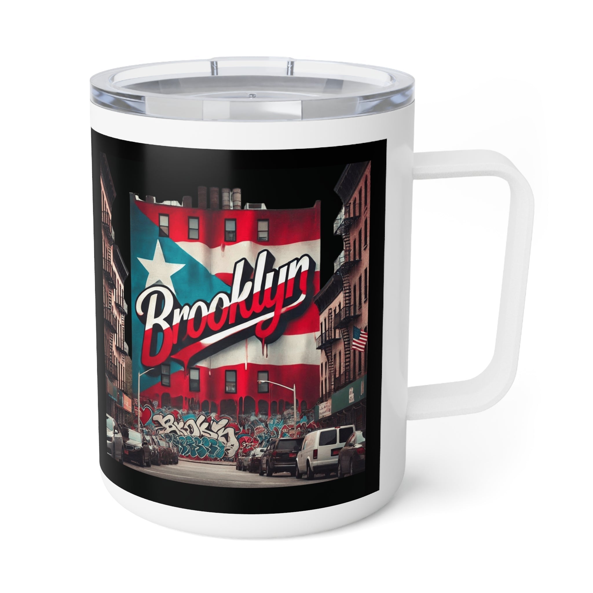 Brooklyn Themed Insulated Coffee Mug, Trave Puerto Rico Coffee Cup Viva Puerto Rico - Metamorphosis Creations