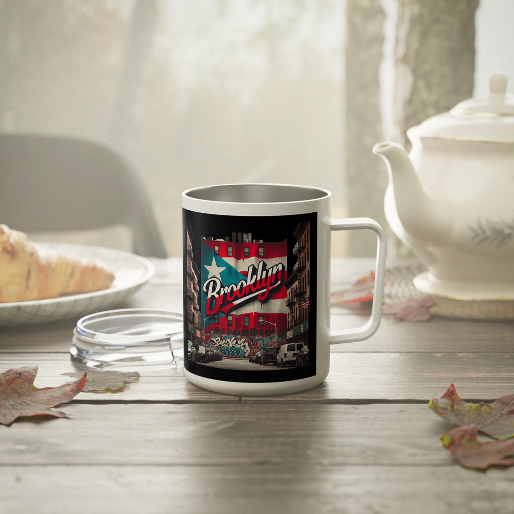 Brooklyn Themed Insulated Coffee Mug, Trave Puerto Rico Coffee Cup Viva Puerto Rico - Metamorphosis Creations