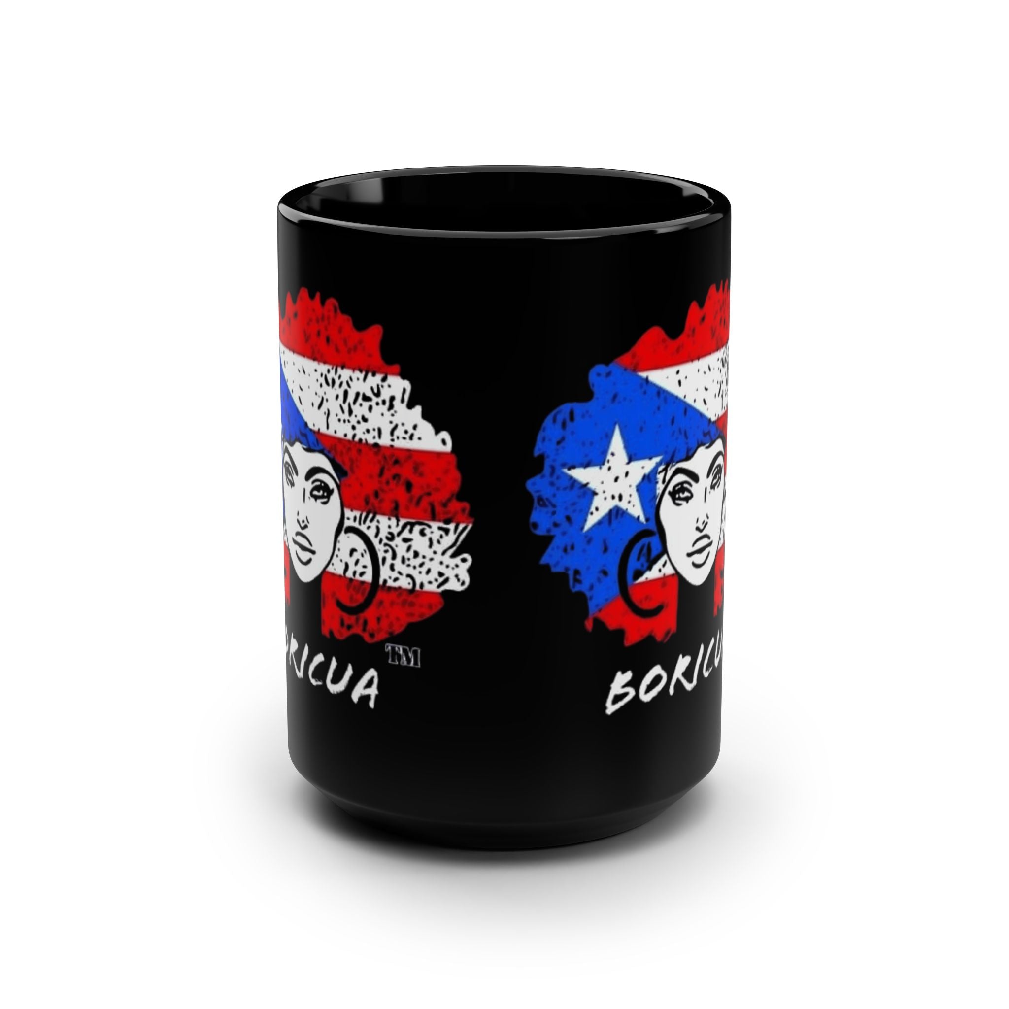 Café con Leche Boricua Puerto Rico Themed Mugs & Cups Black Mug, 15oz - Metamorphosis Creations