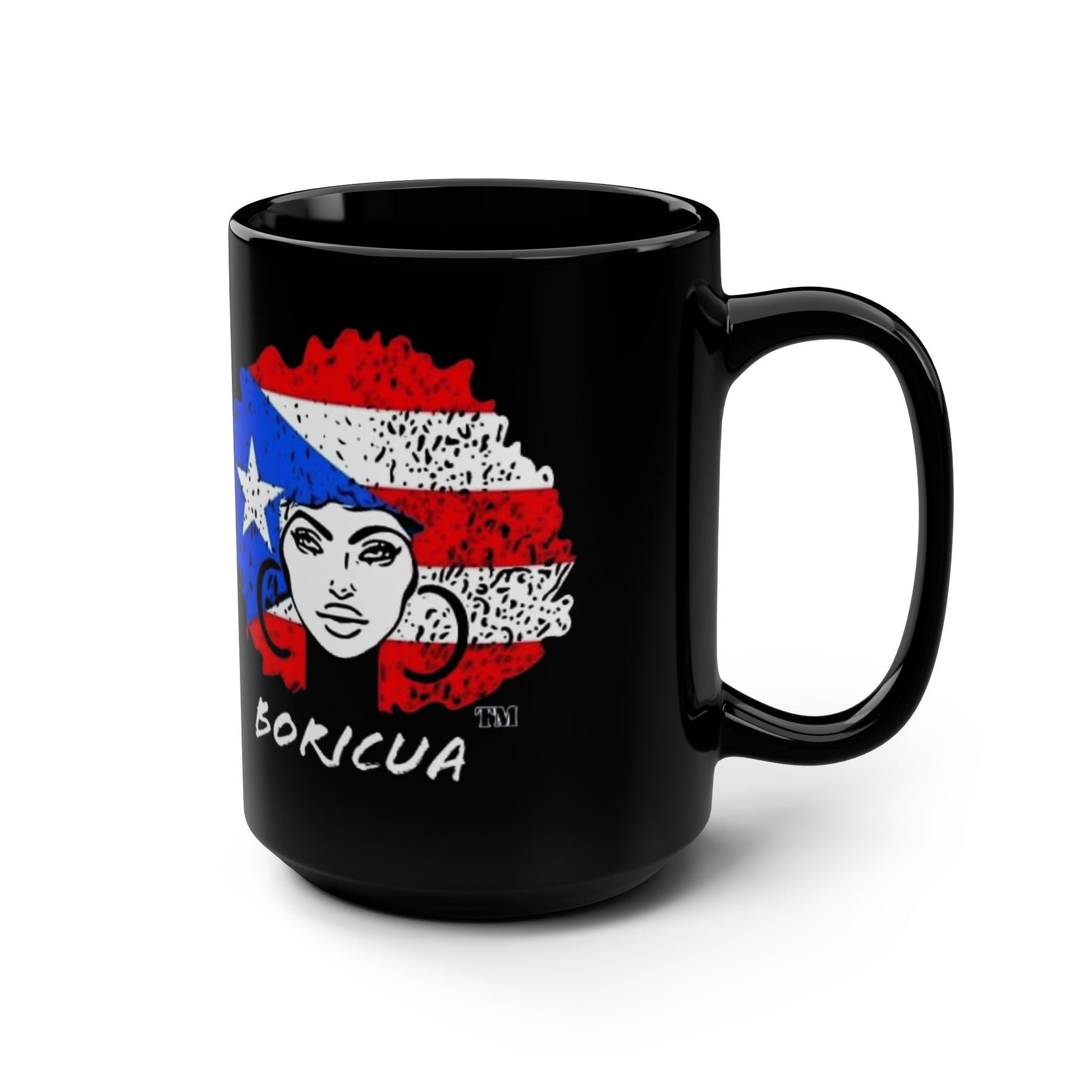 Café con Leche Boricua Puerto Rico Themed Mugs & Cups Black Mug, 15oz - Metamorphosis Creations