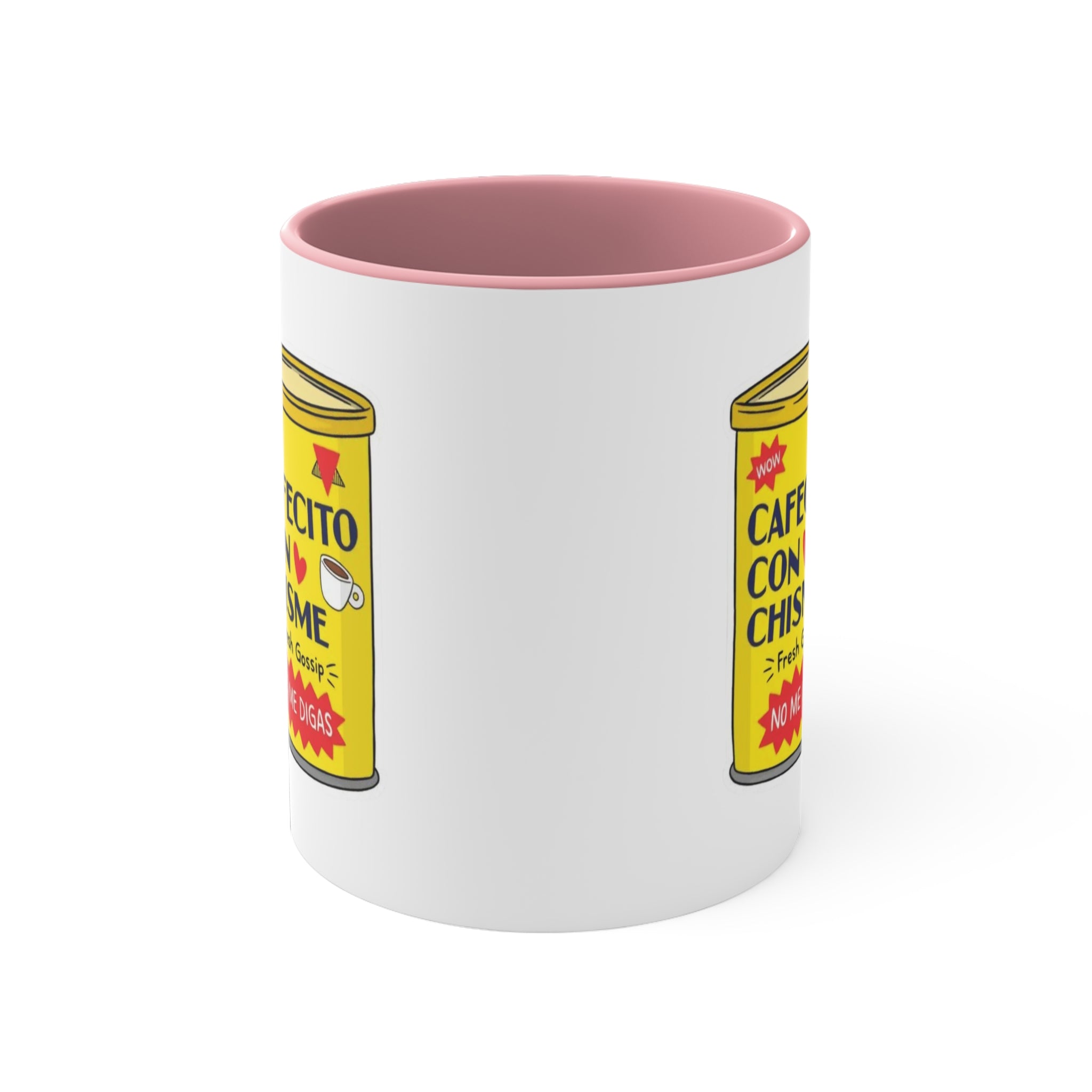 Cafecito Con Chisme Accent Mug, Coffee Lover Gift, Fun Gossip Mug, Red Handle Mug, Unique Kitchen Decor - Metamorphosis Creations