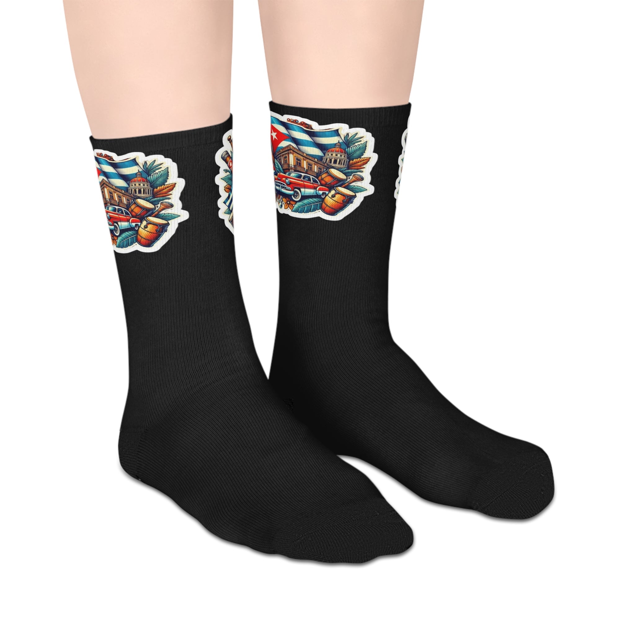 Camina con orgullo — de Borikén a Nueva York Colorful Mid - Length Socks, Vibrant Fun Socks, Unique Casual Wear, Gift for Teens, Trendy Socks for Everyday Wear - Metamorphosis Creations