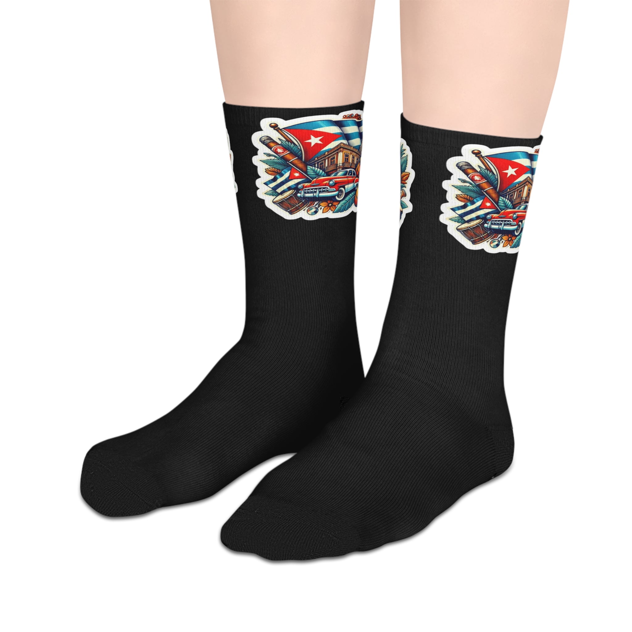 Camina con orgullo — de Borikén a Nueva York Colorful Mid - Length Socks, Vibrant Fun Socks, Unique Casual Wear, Gift for Teens, Trendy Socks for Everyday Wear - Metamorphosis Creations