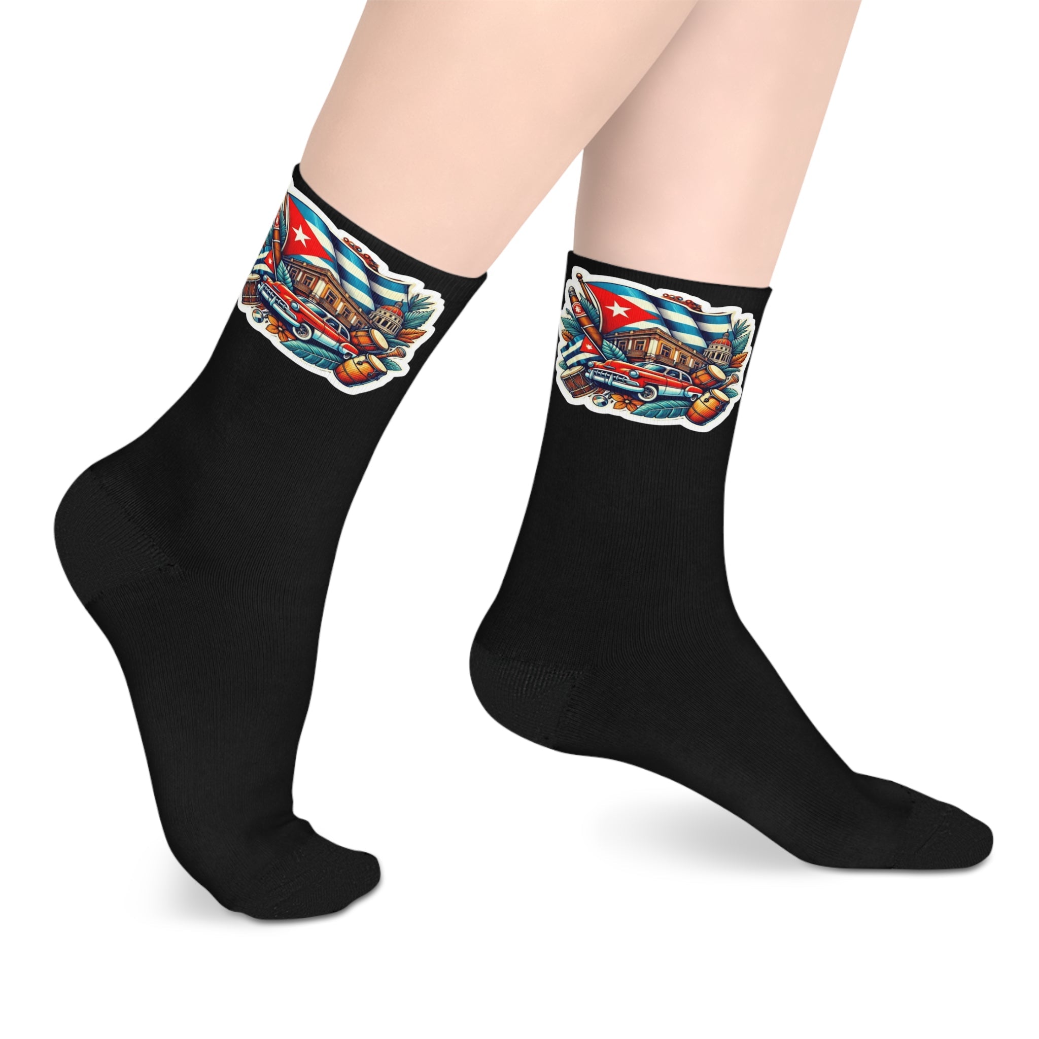 Camina con orgullo — de Borikén a Nueva York Colorful Mid - Length Socks, Vibrant Fun Socks, Unique Casual Wear, Gift for Teens, Trendy Socks for Everyday Wear - Metamorphosis Creations