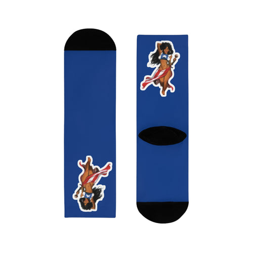 Camina con orgullo — de Borikén a Nueva York, Fun Everyday Wear, Cute Gift for Friends, Cartoon Socks for Sock Lovers, Stylish & Unique Fashion Accessory - Metamorphosis Creations