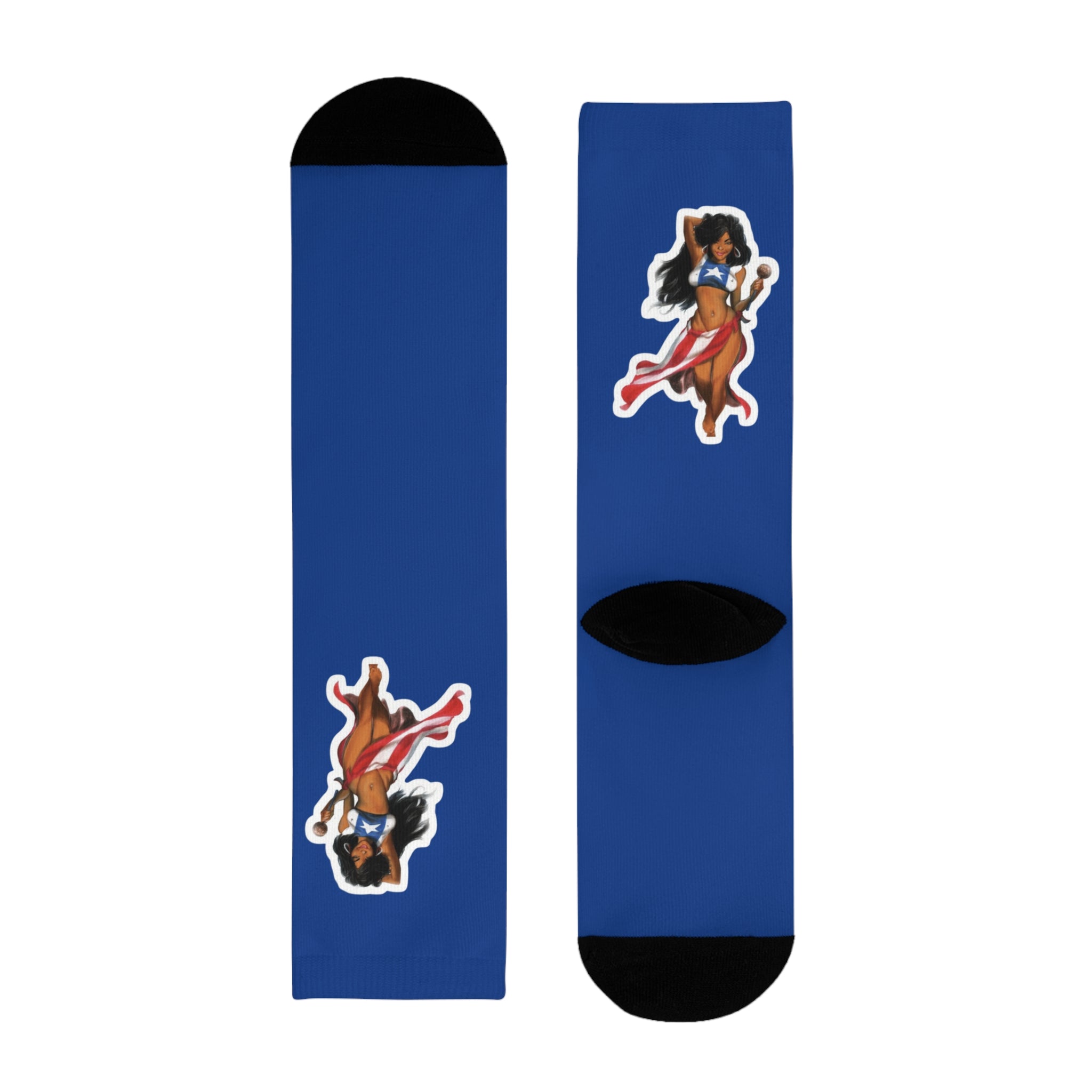 Camina con orgullo — de Borikén a Nueva York, Fun Everyday Wear, Cute Gift for Friends, Cartoon Socks for Sock Lovers, Stylish & Unique Fashion Accessory - Metamorphosis Creations