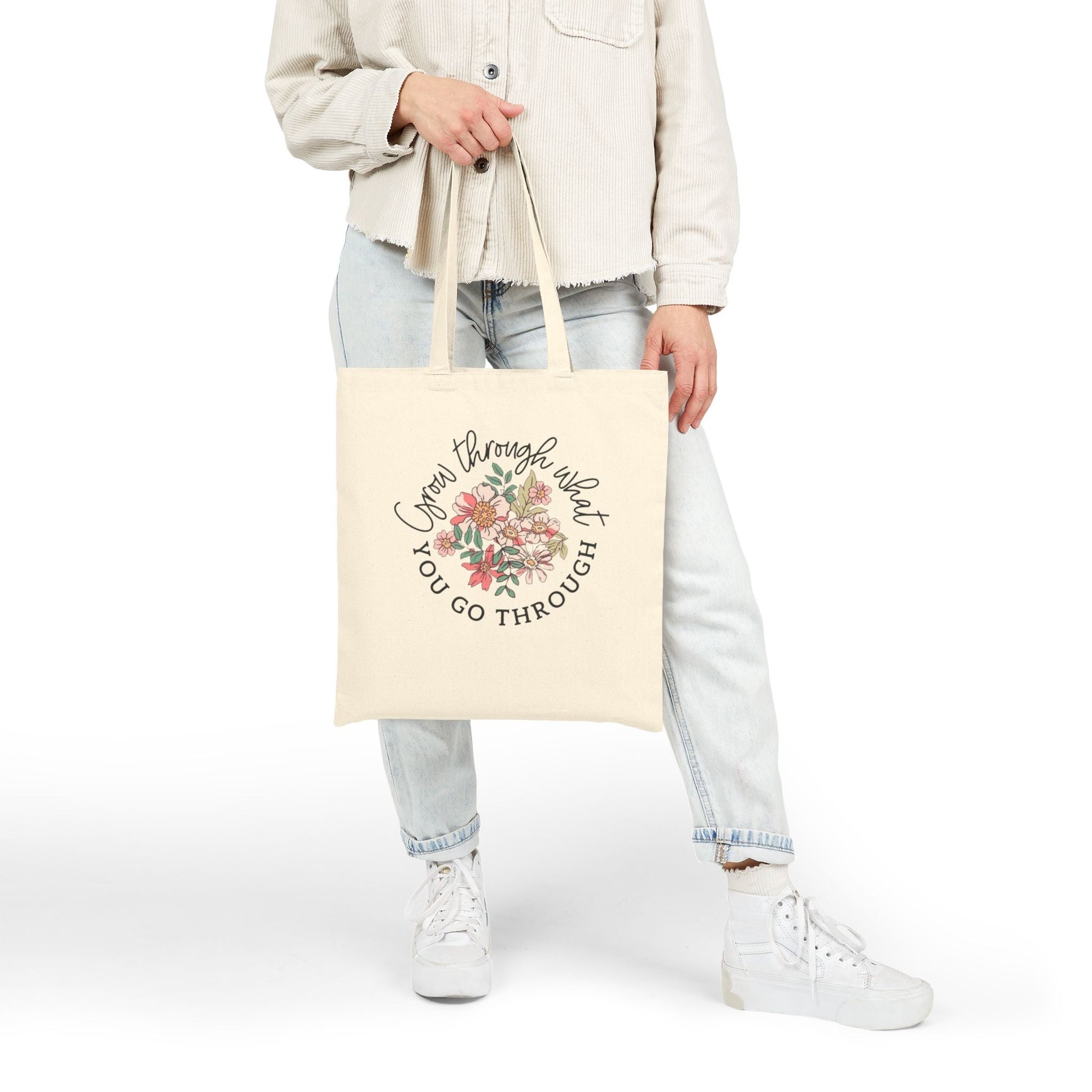 Carry Positivity Everywhere You Go Floral Inspirational Tote Bag - Perfect for Shopping, Beach Days, Gifts, Eco - Friendly, Motivational Quote - Metamorphosis Creations