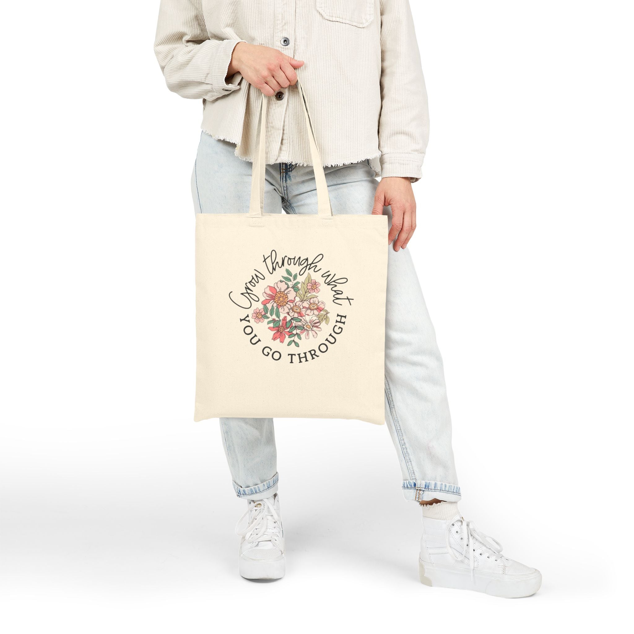 Carry Positivity Everywhere You Go Floral Inspirational Tote Bag - Perfect for Shopping, Beach Days, Gifts, Eco - Friendly, Motivational Quote - Metamorphosis Creations