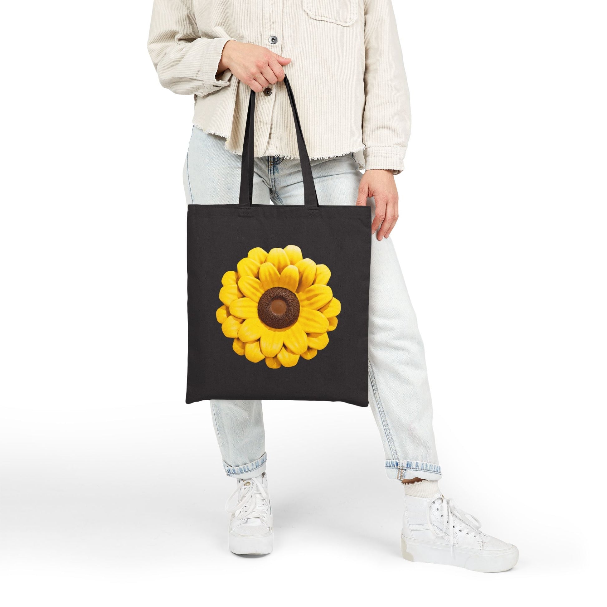 Carry Positivity Everywhere You Go Sunflower Cotton Canvas Tote Bag, Eco - Friendly Shopping Bag, Floral Grocery Tote, Gift for Her, Beach Bag, Reusable Tote - Metamorphosis Creations