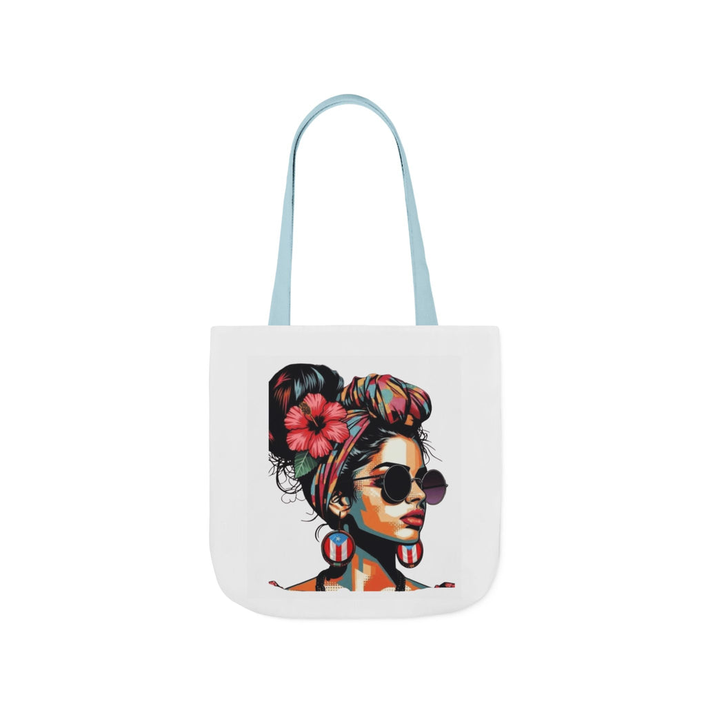 Carry Your Culture – Puerto Rican Pride in Every Step Chic Canvas Tote Bag - Stylish Floral Portrait, Trendy Beach Carryall, Mother's Day Gift, Everyday Shopper, Art Lovers Essential - Metamorphosis Creations