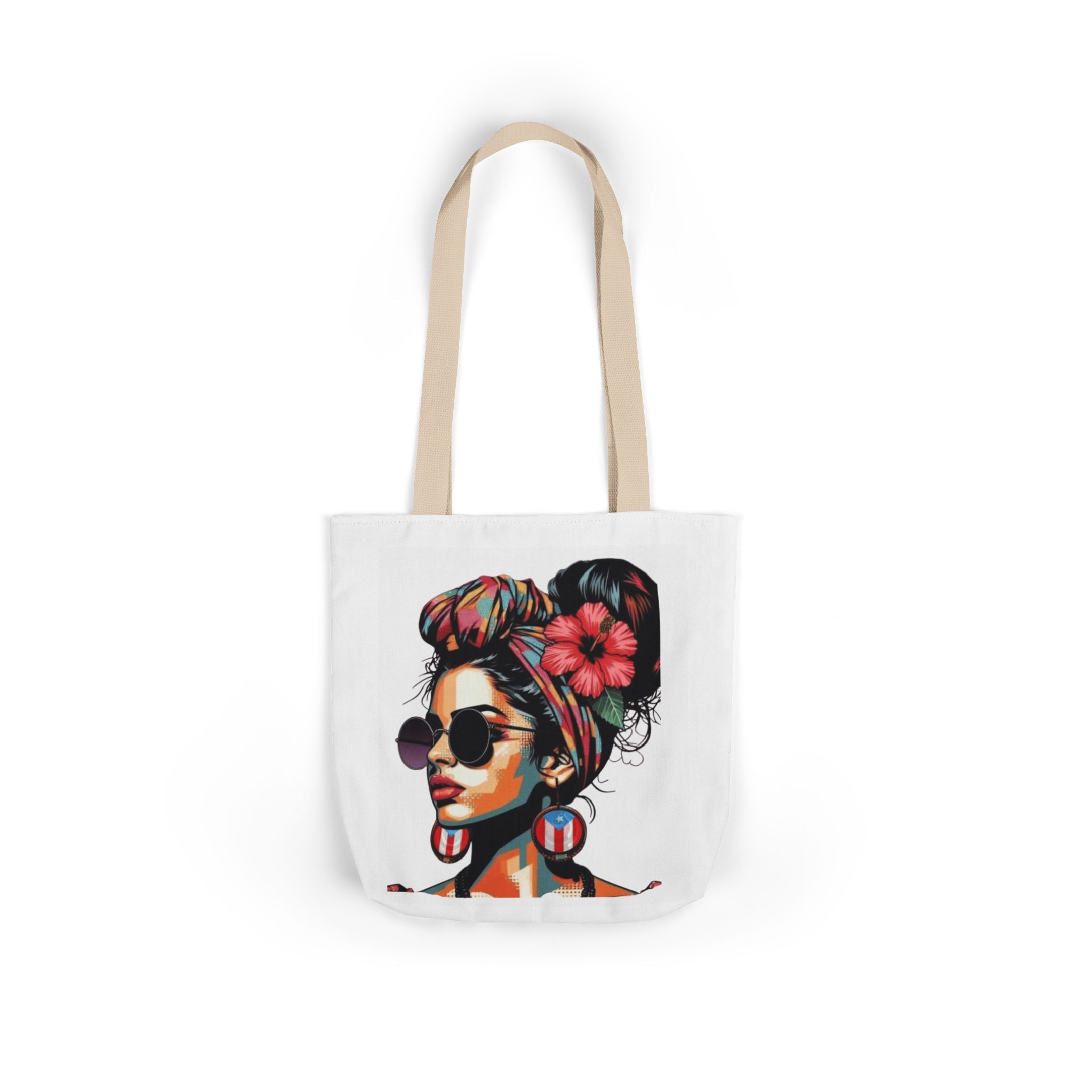 Carry Your Culture – Puerto Rican Pride in Every Step Chic Canvas Tote Bag - Stylish Floral Portrait, Trendy Beach Carryall, Mother's Day Gift, Everyday Shopper, Art Lovers Essential - Metamorphosis Creations