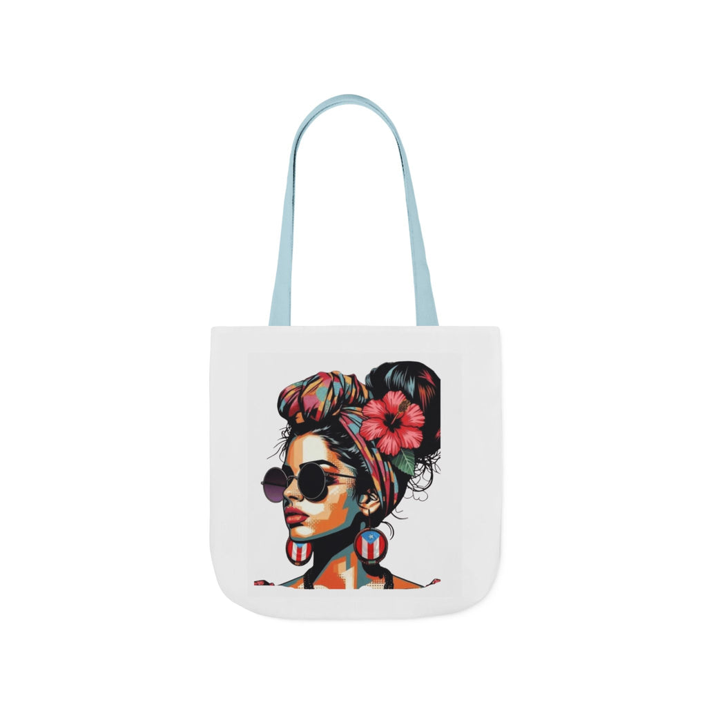 Carry Your Culture – Puerto Rican Pride in Every Step Chic Canvas Tote Bag - Stylish Floral Portrait, Trendy Beach Carryall, Mother's Day Gift, Everyday Shopper, Art Lovers Essential - Metamorphosis Creations