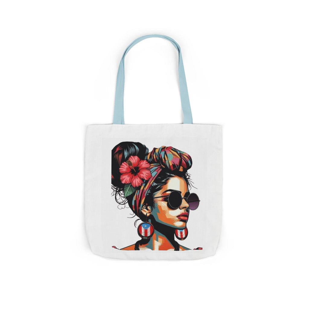 Carry Your Culture – Puerto Rican Pride in Every Step Chic Canvas Tote Bag - Stylish Floral Portrait, Trendy Beach Carryall, Mother's Day Gift, Everyday Shopper, Art Lovers Essential - Metamorphosis Creations