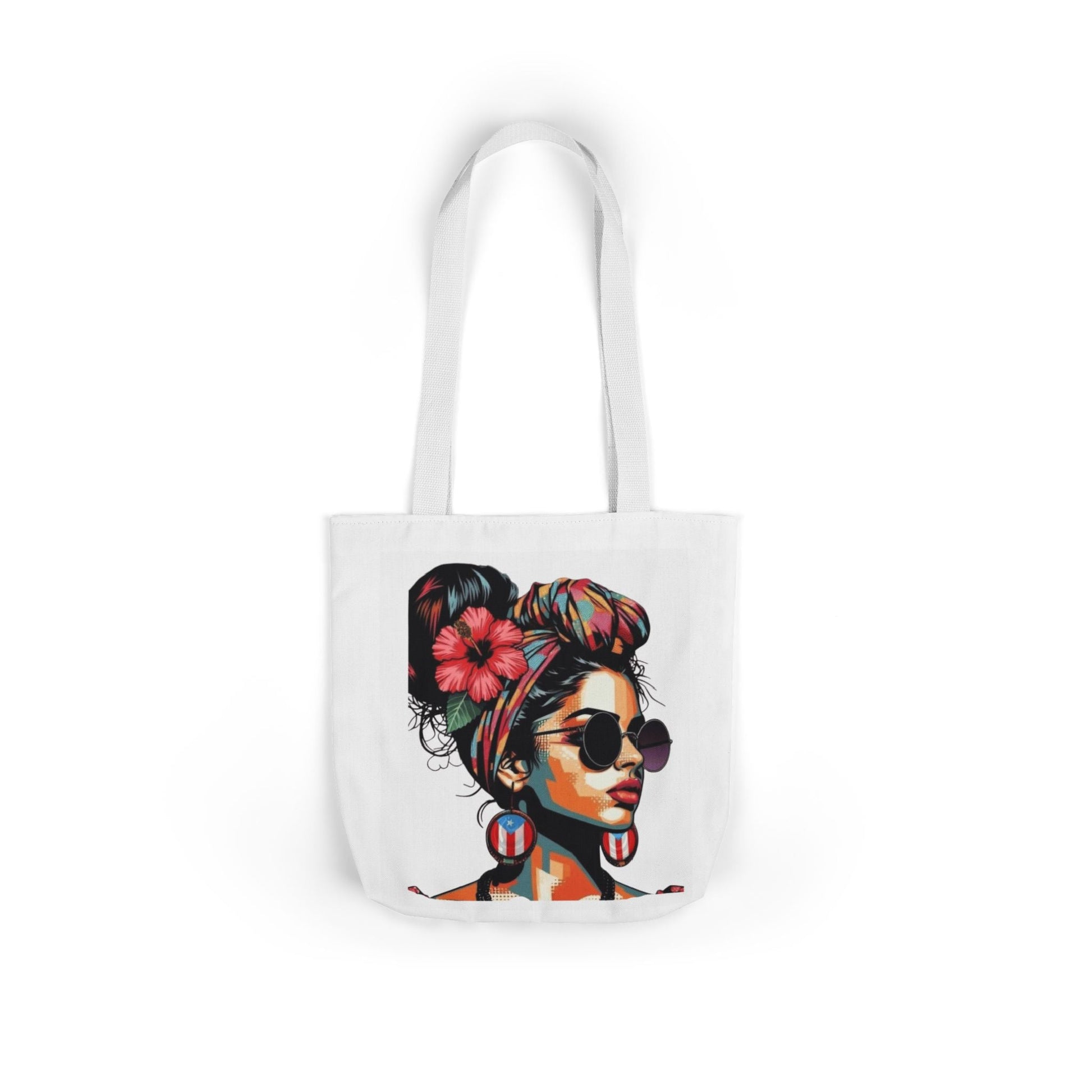 Carry Your Culture – Puerto Rican Pride in Every Step Chic Canvas Tote Bag - Stylish Floral Portrait, Trendy Beach Carryall, Mother's Day Gift, Everyday Shopper, Art Lovers Essential - Metamorphosis Creations
