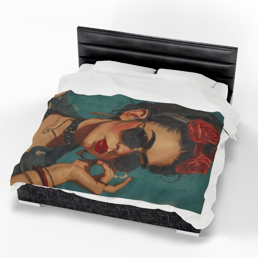 Chic Retro Velveteen Plush Blanket, Cozy Home Decor, Gift for Her, Boho Style, Warm Throw Blanket - Metamorphosis Creations
