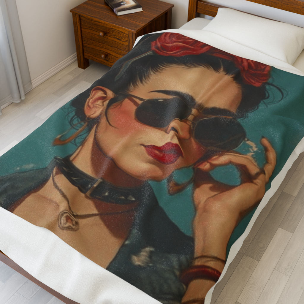 Chic Retro Velveteen Plush Blanket, Cozy Home Decor, Gift for Her, Boho Style, Warm Throw Blanket - Metamorphosis Creations