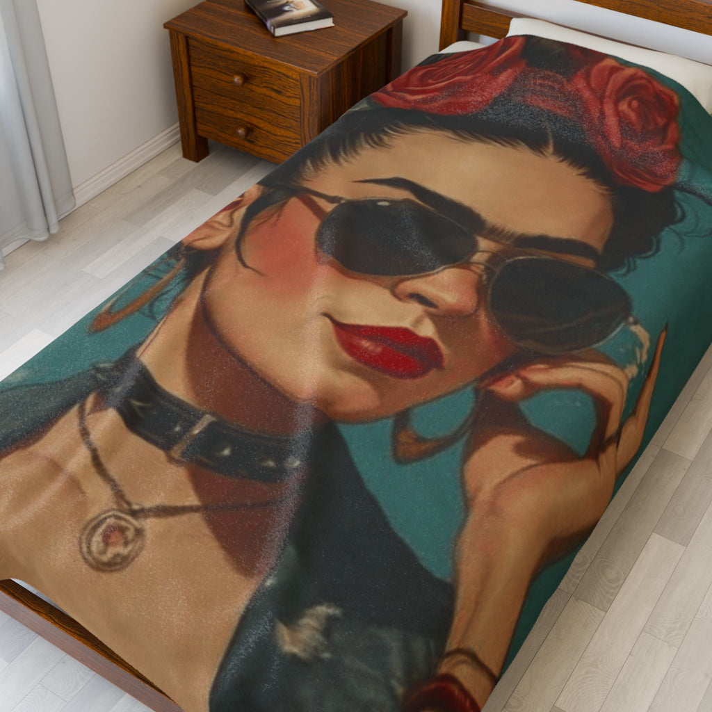 Chic Retro Velveteen Plush Blanket, Cozy Home Decor, Gift for Her, Boho Style, Warm Throw Blanket - Metamorphosis Creations