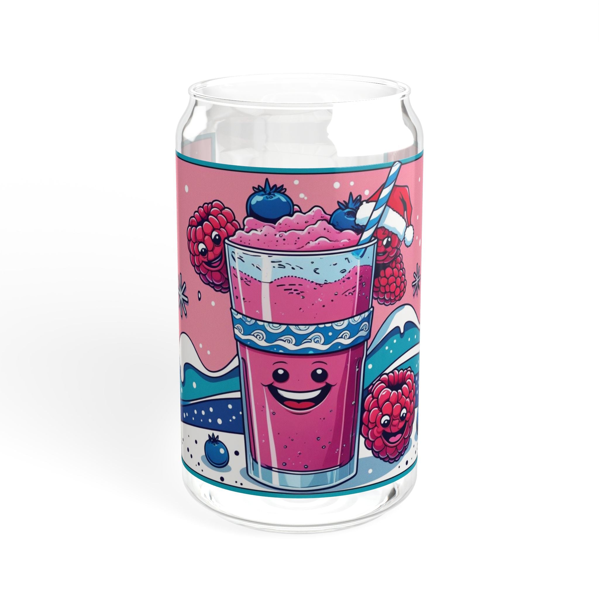 Christmas Cheerful Sipper Glass, 16oz - Fun Drinkware for Parties, Summer BBQs, Kids' Birthdays, or Casual Sips - Metamorphosis Creations