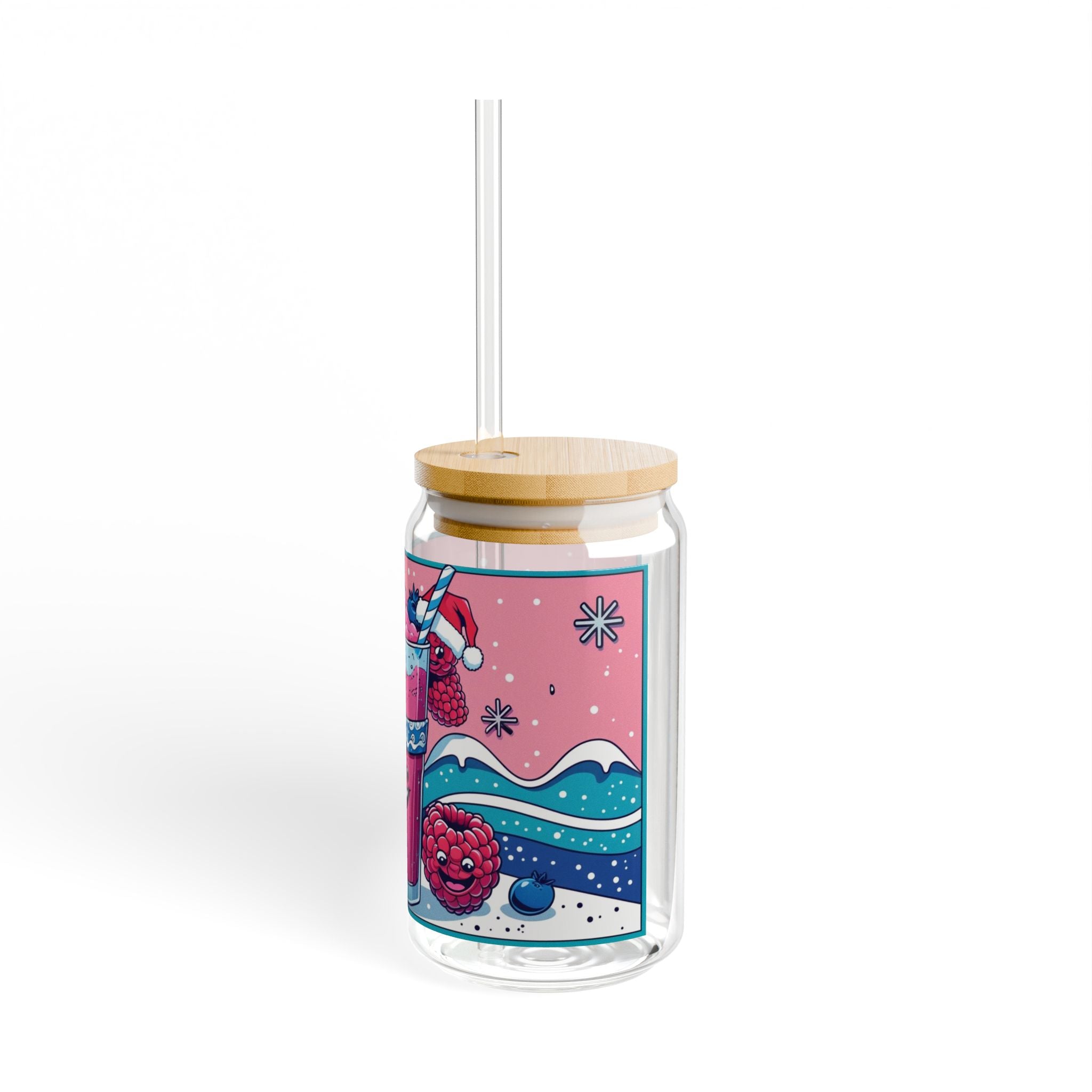 Christmas Cheerful Sipper Glass, 16oz - Fun Drinkware for Parties, Summer BBQs, Kids' Birthdays, or Casual Sips - Metamorphosis Creations