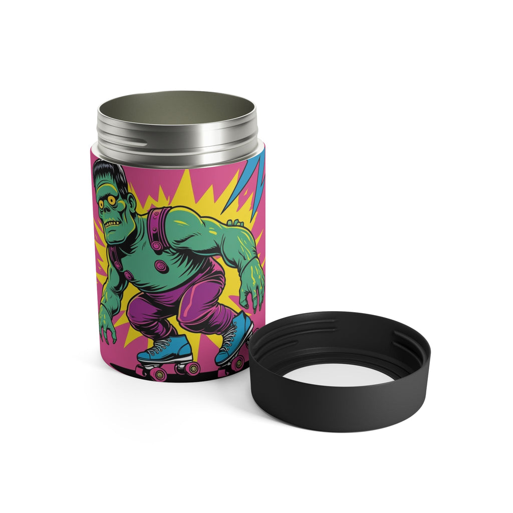 Colorful Skeleton Cat Tumbler Cool Retro Can Holder with Skateboarding Monster Character, Fun Gift for Parties and Celebrations, Keep Your Drinks Chill - Metamorphosis Creations