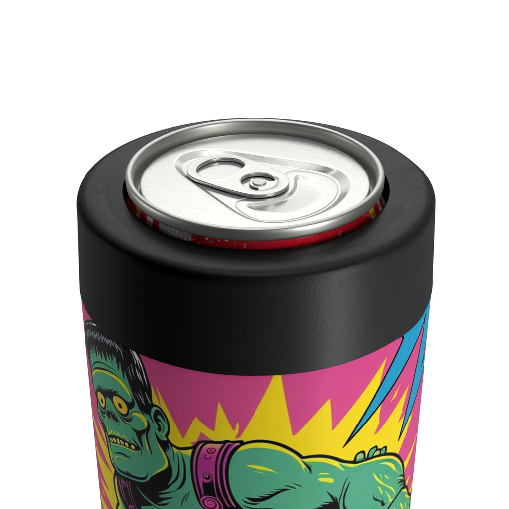 Colorful Skeleton Cat Tumbler Cool Retro Can Holder with Skateboarding Monster Character, Fun Gift for Parties and Celebrations, Keep Your Drinks Chill - Metamorphosis Creations