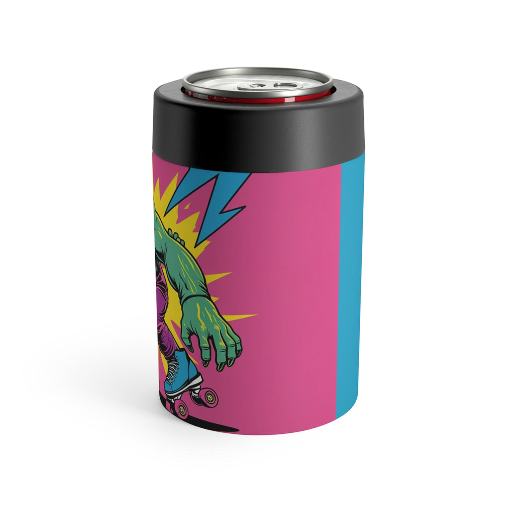 Colorful Skeleton Cat Tumbler Cool Retro Can Holder with Skateboarding Monster Character, Fun Gift for Parties and Celebrations, Keep Your Drinks Chill - Metamorphosis Creations