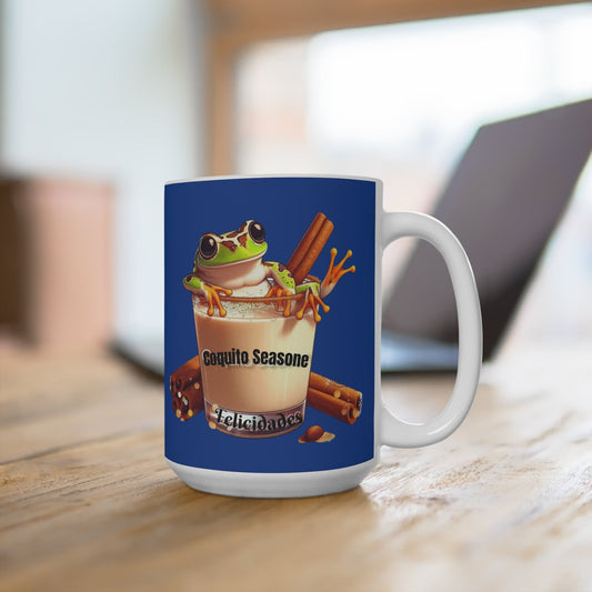 Coquito Season Mug - Fun Holiday Coffee Cup, Cute Frog Design, Ceramic Mug for Christmas, Winter Celebrations, Gift for Friends - Metamorphosis Creations