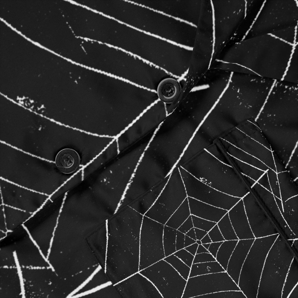 Cozy Halloween Pajamas Women's Spider Web Satin Pajamas, Luxurious Sleepwear, Cozy Loungewear, Halloween Nightwear, Elegant Gift for Her - Metamorphosis Creations
