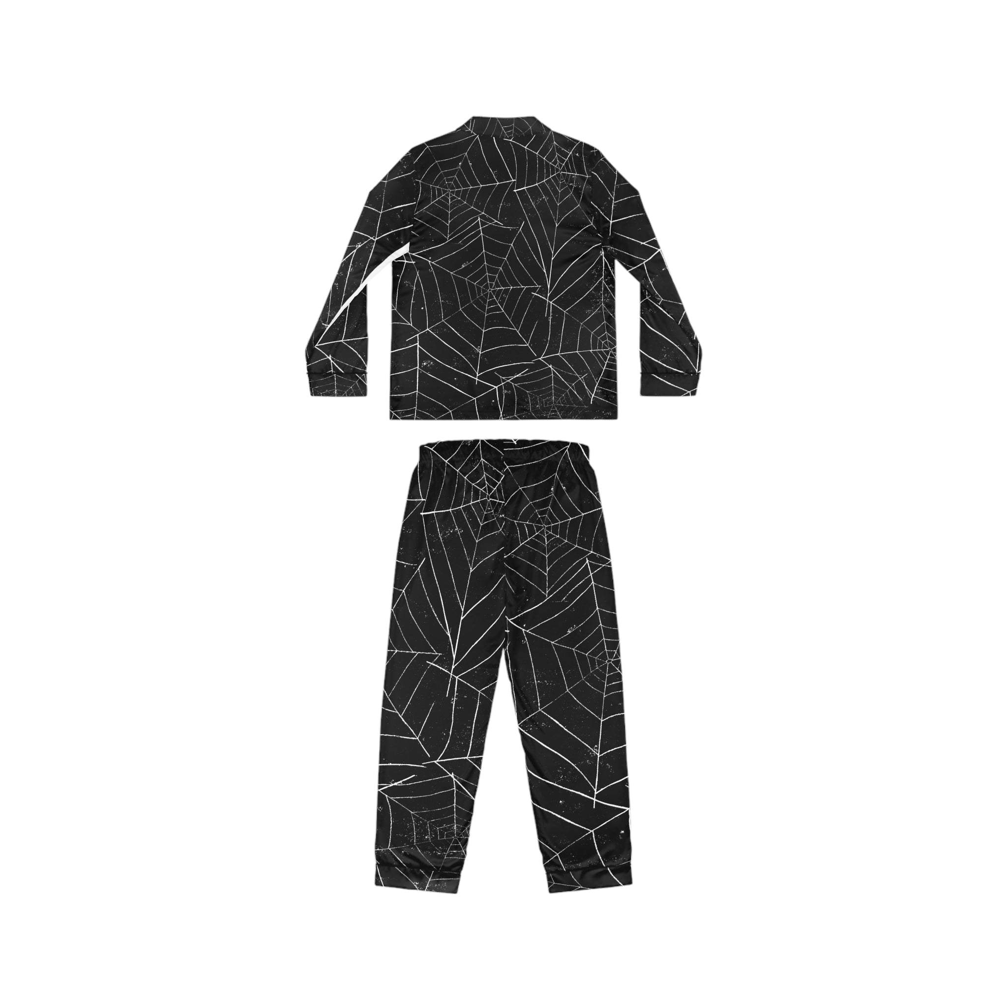 Cozy Halloween Pajamas Women's Spider Web Satin Pajamas, Luxurious Sleepwear, Cozy Loungewear, Halloween Nightwear, Elegant Gift for Her - Metamorphosis Creations