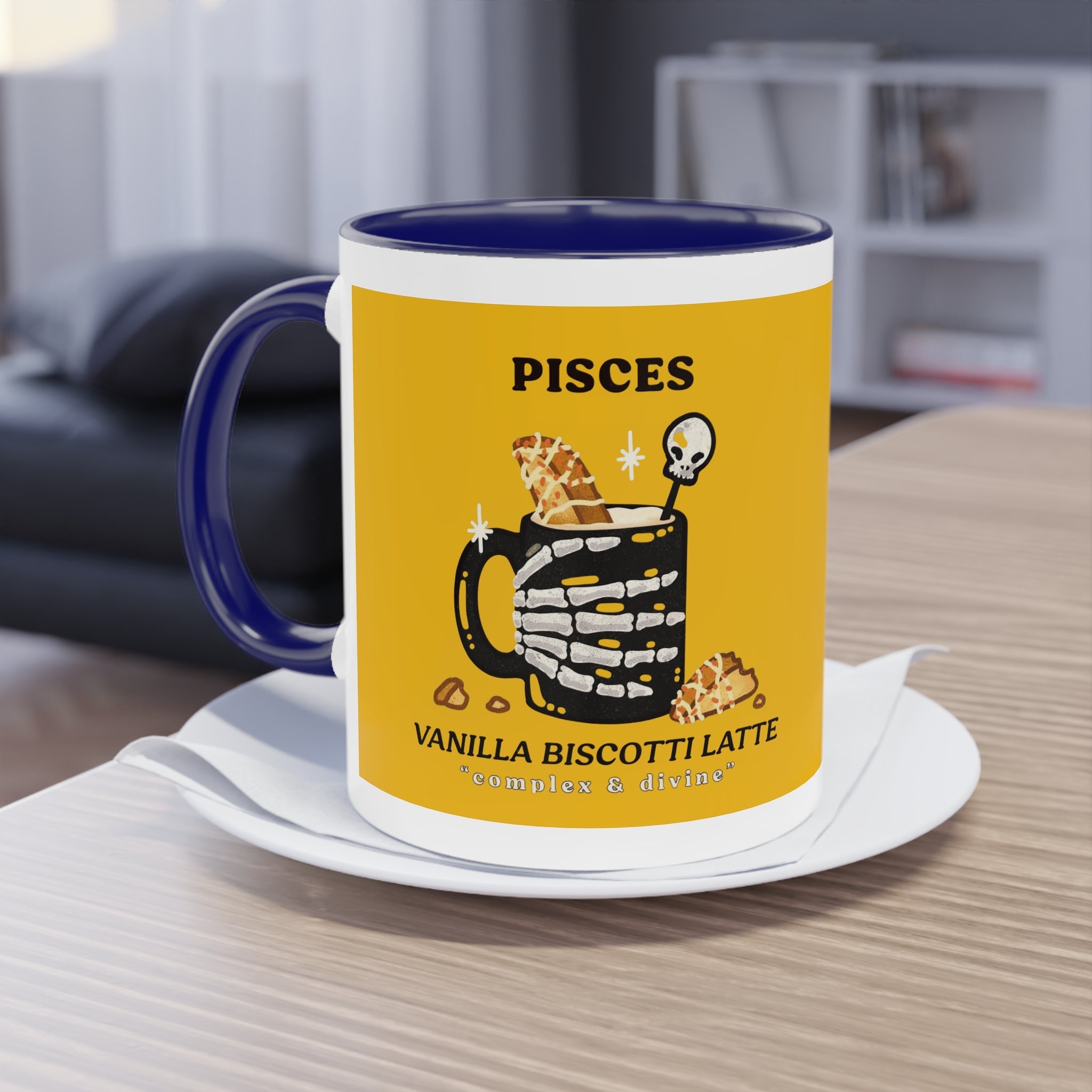 creepy cute mugs Pisces Zodiac Two - Tone Coffee Mug, Horoscope Gift, Astrology Mug, Unique Coffee Cup, Personalized Birthday Present - Metamorphosis Creations