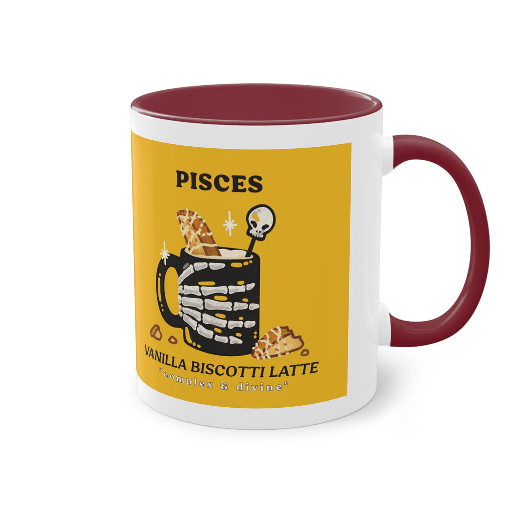 creepy cute mugs Pisces Zodiac Two - Tone Coffee Mug, Horoscope Gift, Astrology Mug, Unique Coffee Cup, Personalized Birthday Present - Metamorphosis Creations