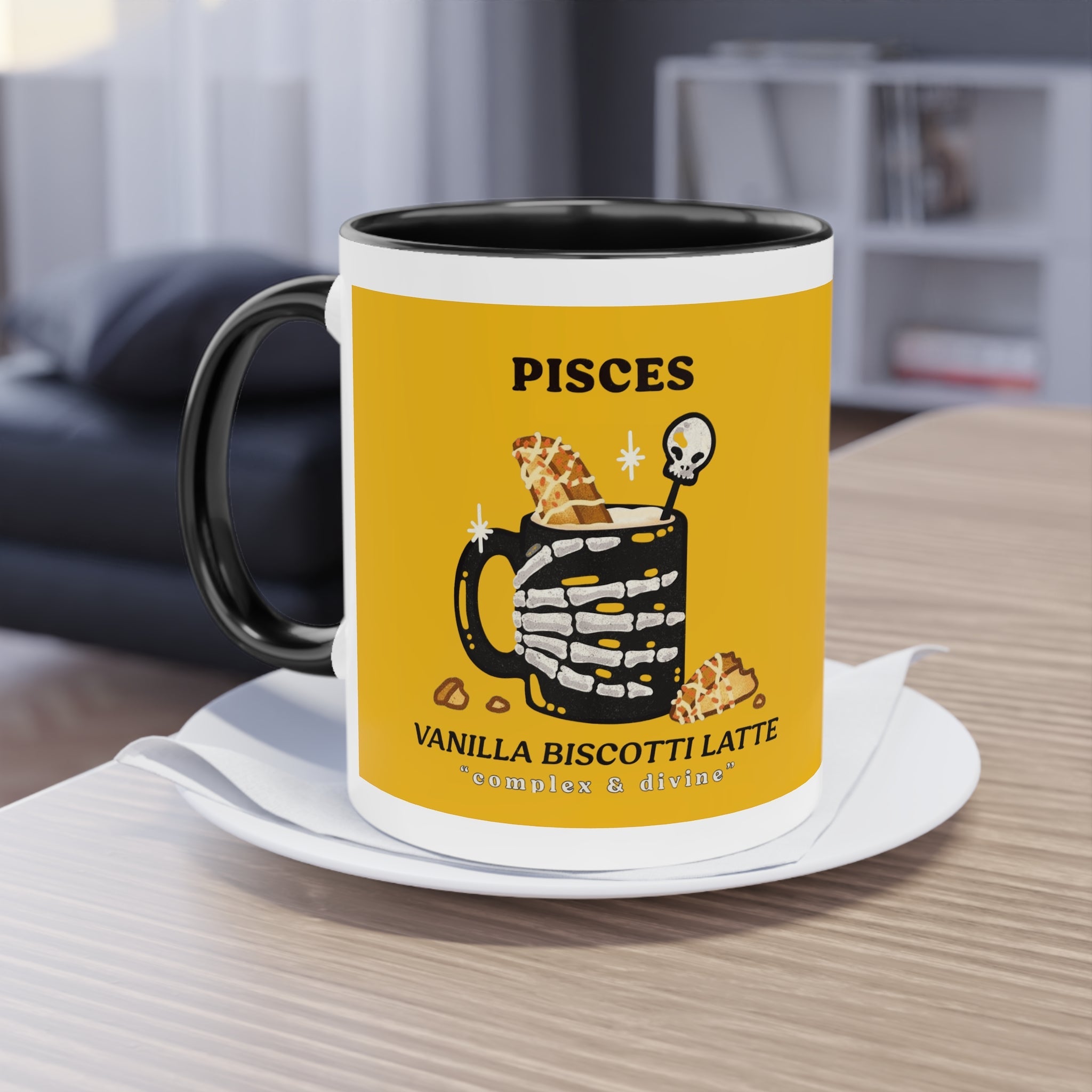 creepy cute mugs Pisces Zodiac Two - Tone Coffee Mug, Horoscope Gift, Astrology Mug, Unique Coffee Cup, Personalized Birthday Present - Metamorphosis Creations