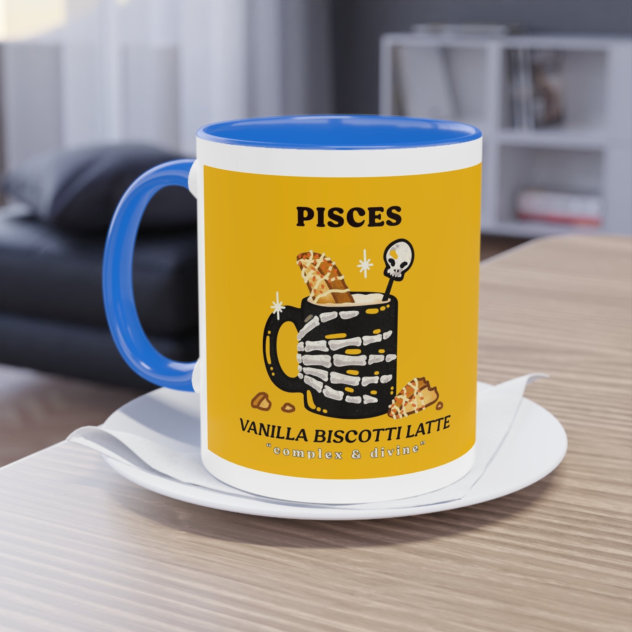 creepy cute mugs Pisces Zodiac Two - Tone Coffee Mug, Horoscope Gift, Astrology Mug, Unique Coffee Cup, Personalized Birthday Present - Metamorphosis Creations