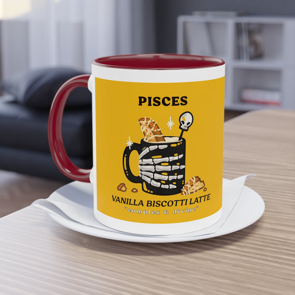 creepy cute mugs Pisces Zodiac Two - Tone Coffee Mug, Horoscope Gift, Astrology Mug, Unique Coffee Cup, Personalized Birthday Present - Metamorphosis Creations