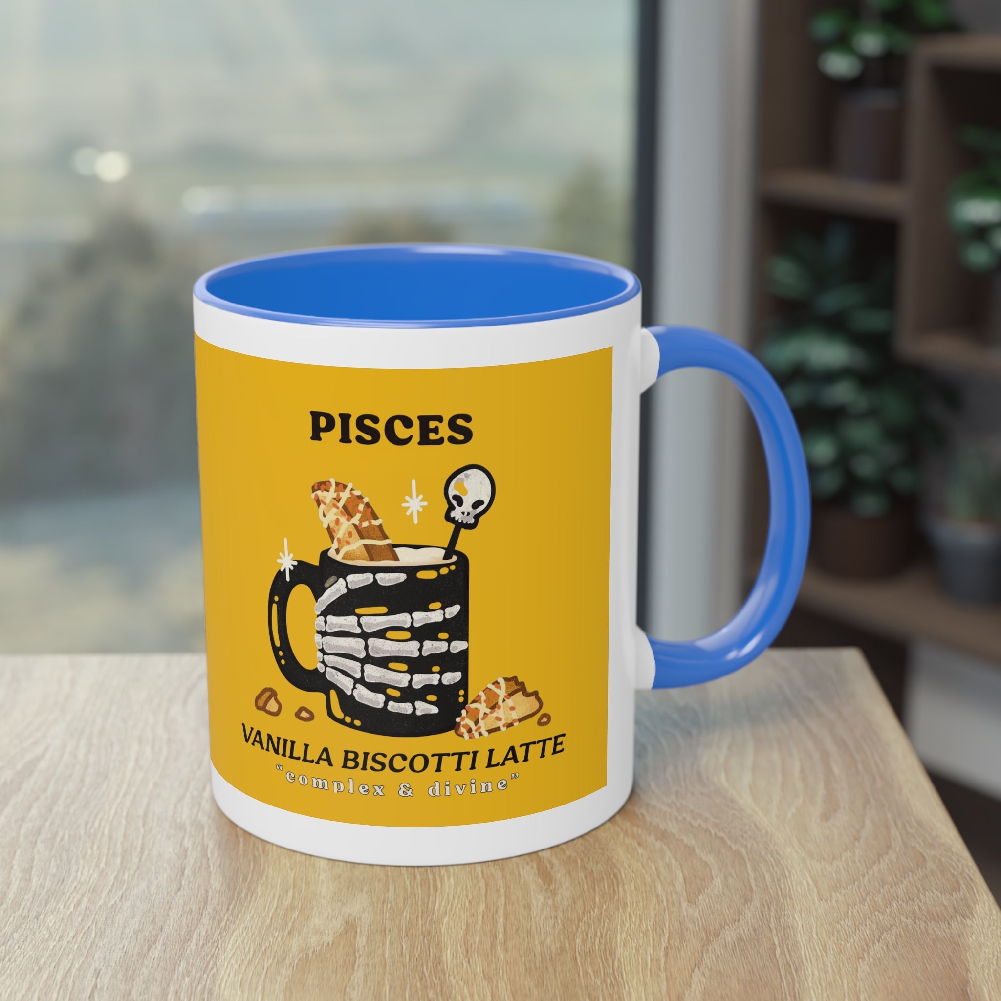 creepy cute mugs Pisces Zodiac Two - Tone Coffee Mug, Horoscope Gift, Astrology Mug, Unique Coffee Cup, Personalized Birthday Present - Metamorphosis Creations