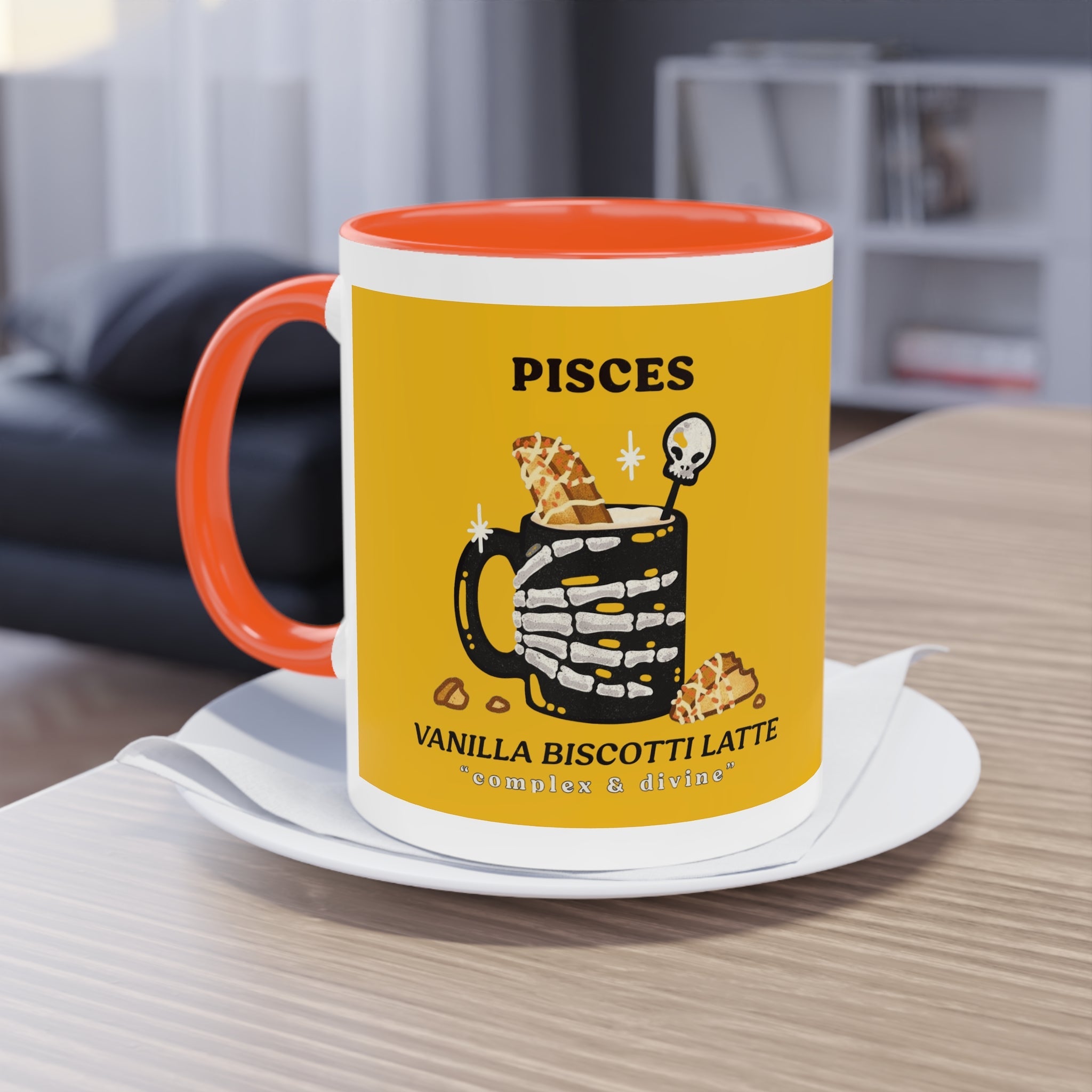 creepy cute mugs Pisces Zodiac Two - Tone Coffee Mug, Horoscope Gift, Astrology Mug, Unique Coffee Cup, Personalized Birthday Present - Metamorphosis Creations