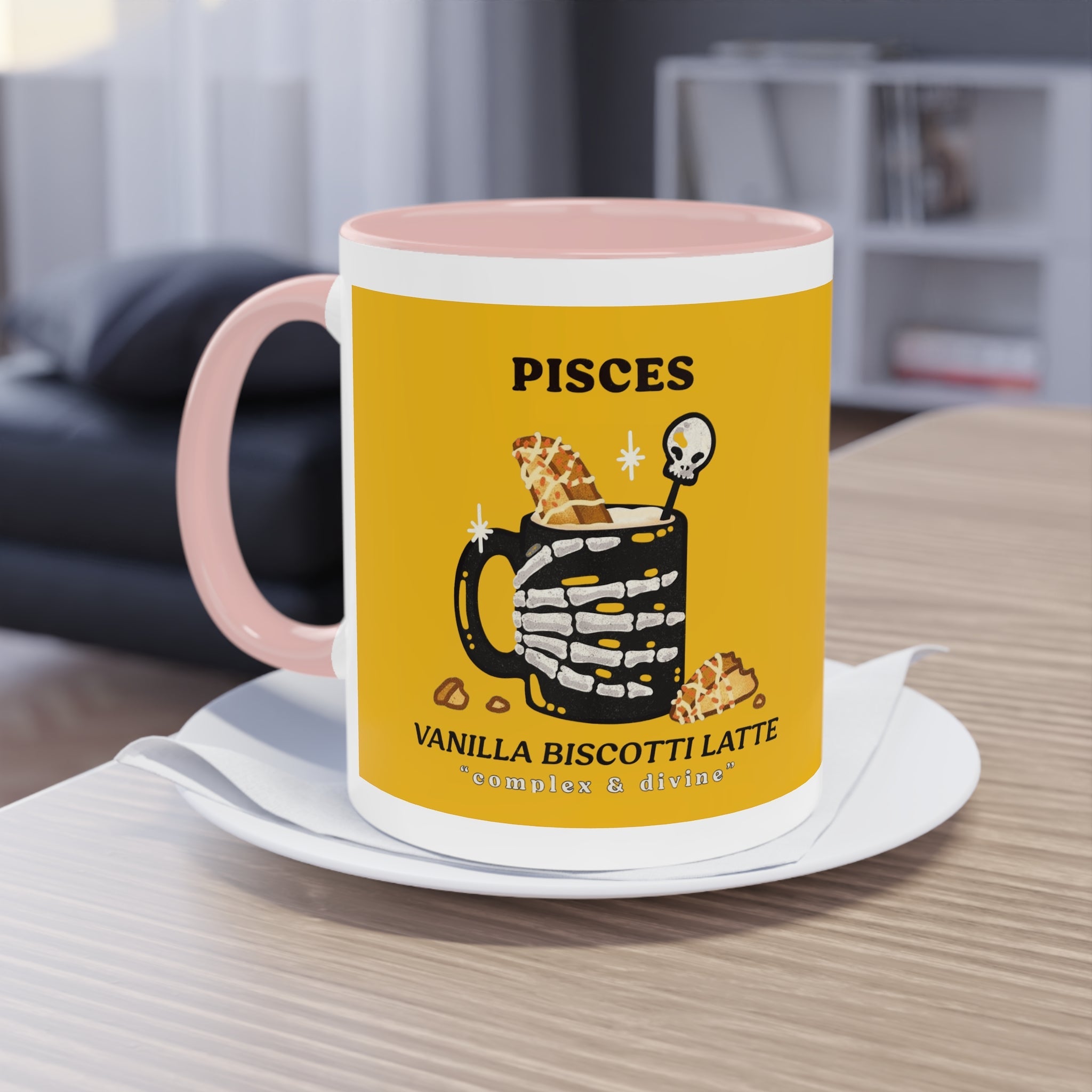 creepy cute mugs Pisces Zodiac Two - Tone Coffee Mug, Horoscope Gift, Astrology Mug, Unique Coffee Cup, Personalized Birthday Present - Metamorphosis Creations
