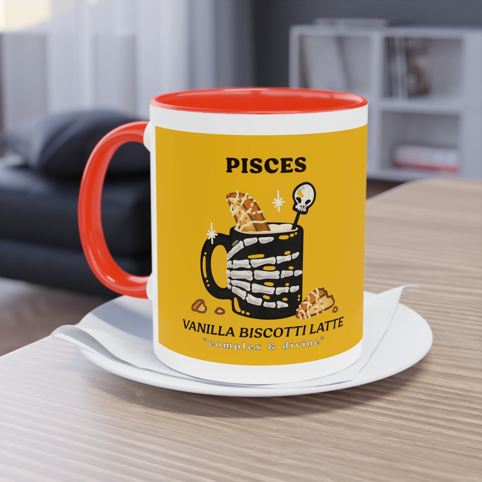 creepy cute mugs Pisces Zodiac Two - Tone Coffee Mug, Horoscope Gift, Astrology Mug, Unique Coffee Cup, Personalized Birthday Present - Metamorphosis Creations