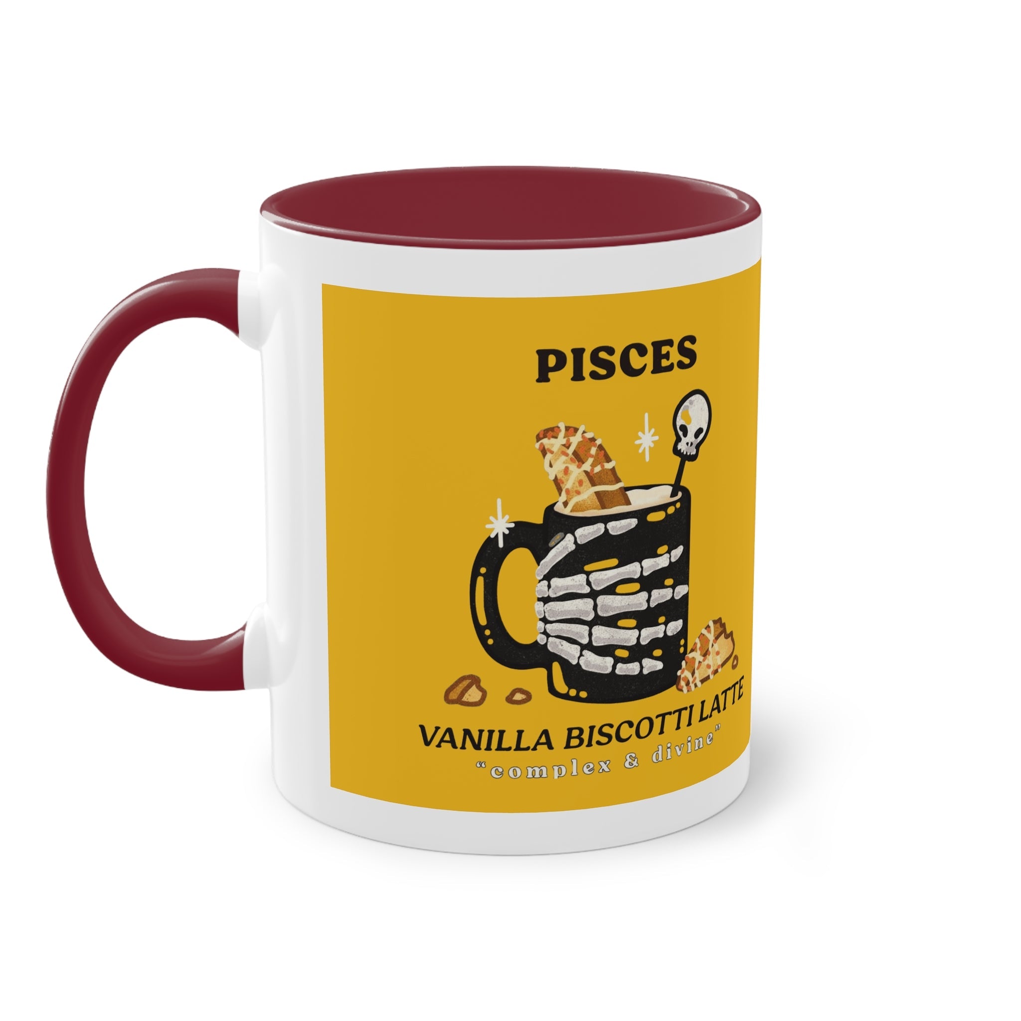 creepy cute mugs Pisces Zodiac Two - Tone Coffee Mug, Horoscope Gift, Astrology Mug, Unique Coffee Cup, Personalized Birthday Present - Metamorphosis Creations