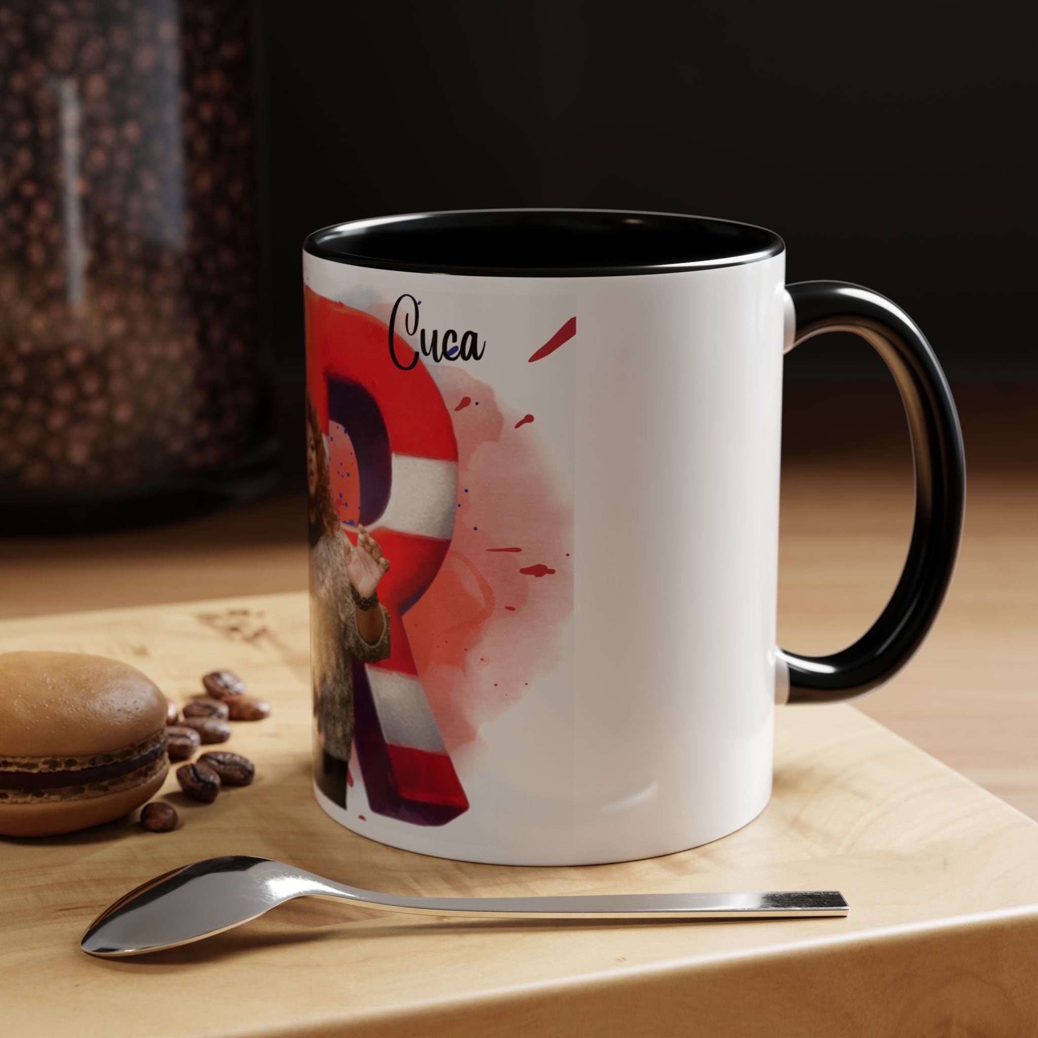 Cuca Heritage Accent Coffee Mug, Cultural Gift, Unique Coffee Cup, Fiesta Decor, Personalized Kitchenware - Metamorphosis Creations