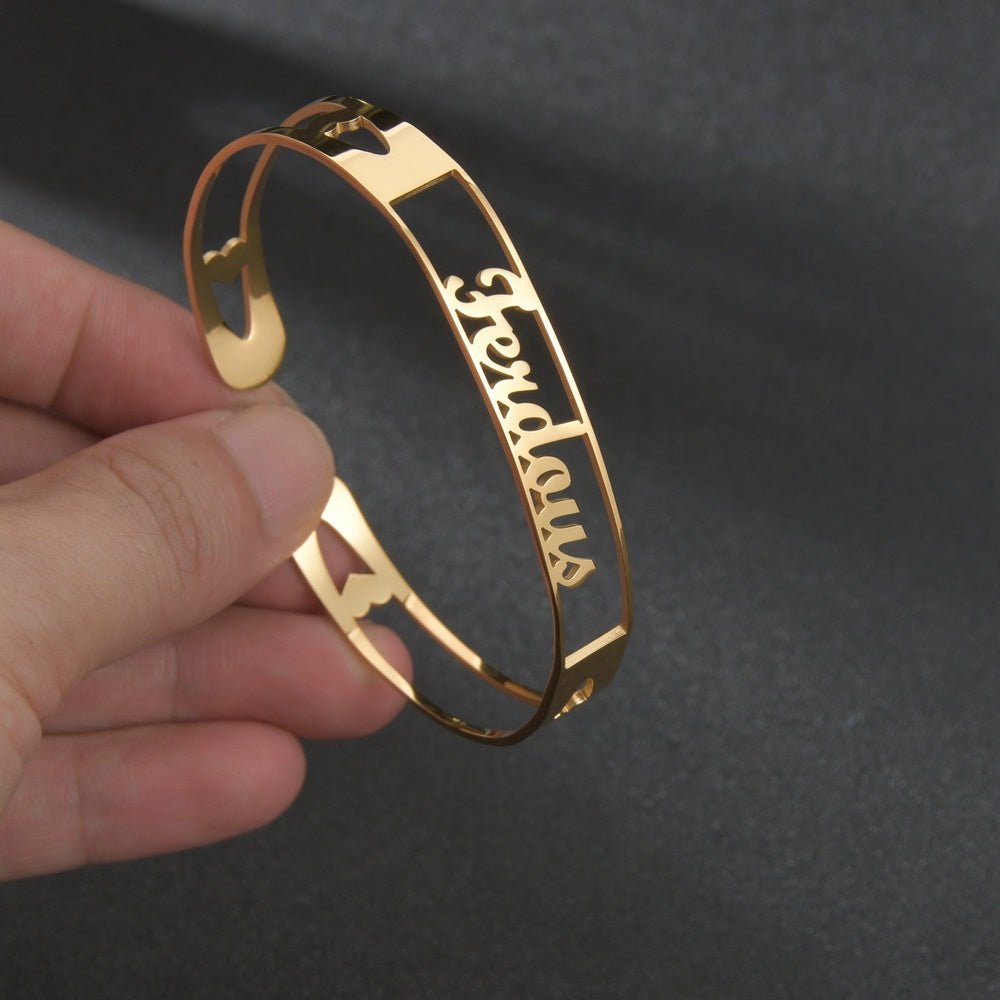 Custom Engraved Stainless Steel Bangle Jewelry Customized Name Bracelet Personalized Custom Bangles Stainless Steel Jewelry - Metamorphosis Creations